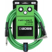  Boss BIC-10A-GN Gitarkabel, 3m. Rett til vinklet jack. Green