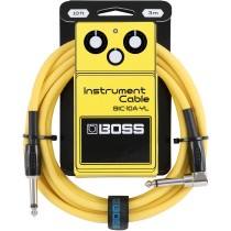 Boss BIC-10A-YL Gitarkabel, 3m. Rett til vinklet jack. Yellow