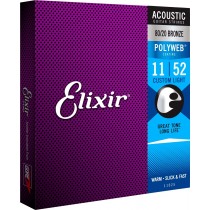 ELIXIR 11025 80/20 Bronze POLYWEB Custom Light 11-52. Strenger til Akustisk gitar.