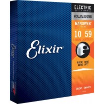 Elixir 12074 NANOWEB 7-String 10-59 Light Heavy - 7-strengssett til el.gitar 