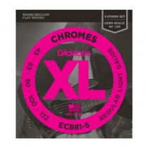 D'Addario ECB81-5 Chromes Bass 5-String, Light, 45-132, Long Scale Flatwound