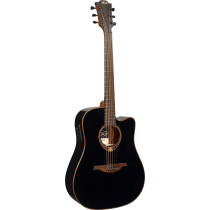 Lag T118DCE BLK Dreadnought - Akustisk stålstrengsgitar med cutaway og elektronikk