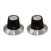 ALLPARTS PK-3257-023 Radio Knobs, Black with Silver Number Ring, 1-3/32", Set of 2 Knobs